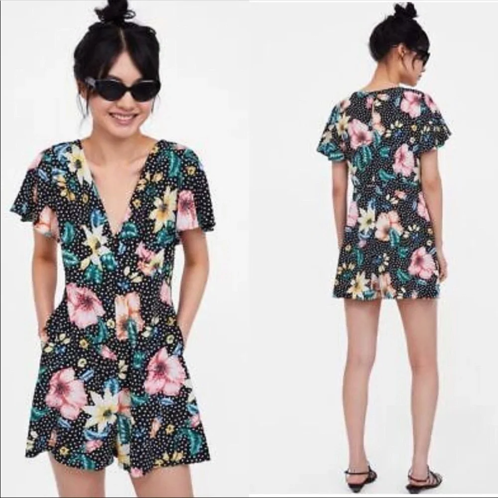 Zara Floral Polka Dot Romper large
